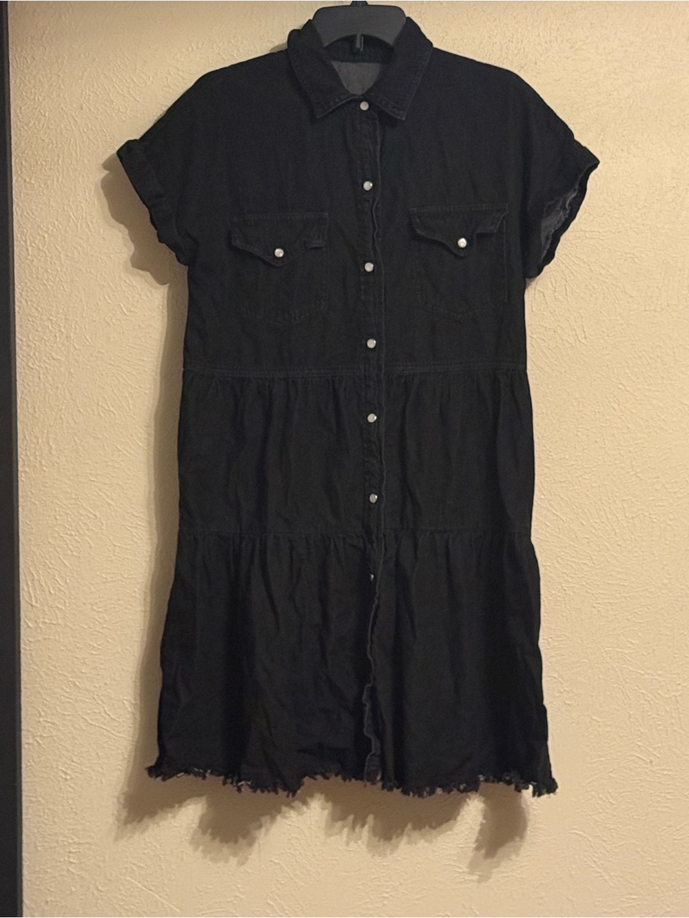 Black Button-Front Shirt Dress